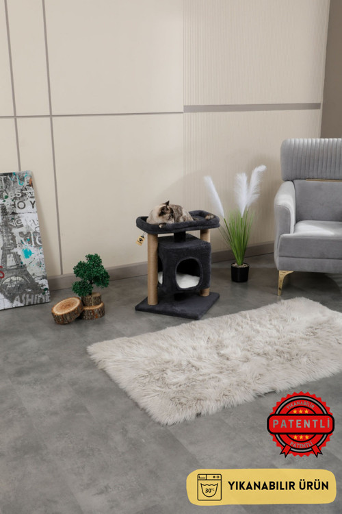 Oslo Yıkanabilir Kedi Tırmalama Ve Oyun Evi Antrasit