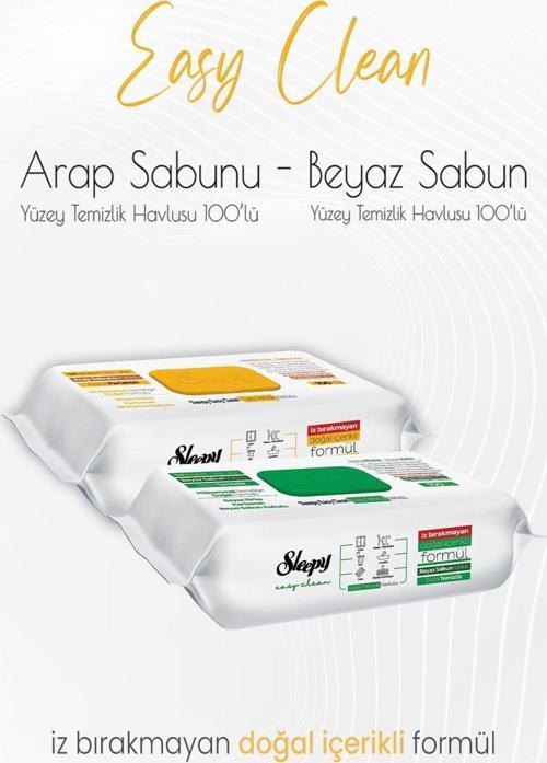 Easy Clean Yüzey Temizlik Havlusu 100' Lü Ve Arap Sabunu Katkılı 100'Lü
