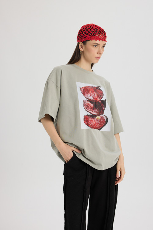 Pomelo Oversize Gri T-Shirt