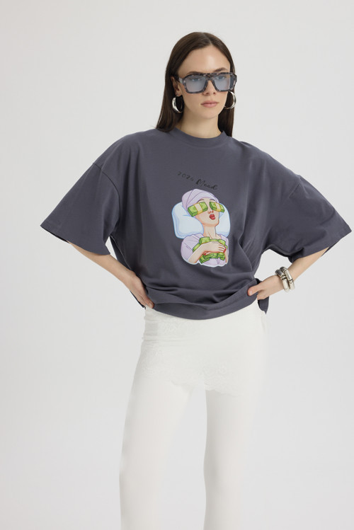 Mood Oversize Füme T-Shirt
