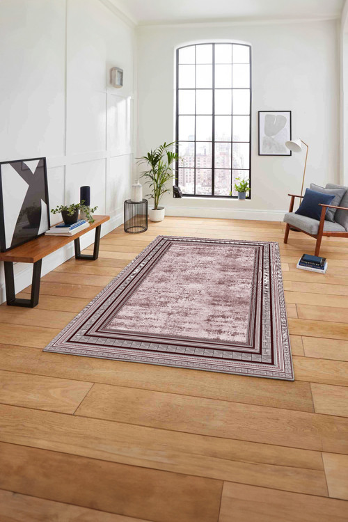 Çerçeveli Kenar Geometrik Model Yıkanabilir Kaymaz Taban Yolluk Mutfak Salon Halısı
