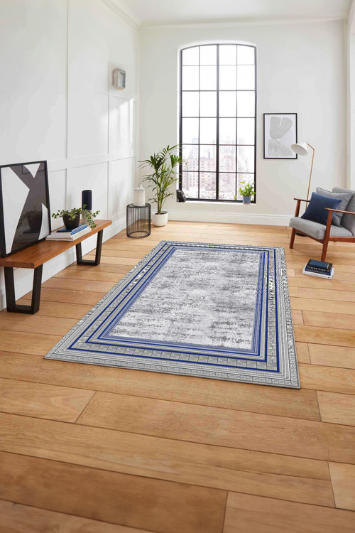 Çerçeveli Kenar Geometrik Model Yıkanabilir Kaymaz Taban Yolluk Mutfak Salon Halısı