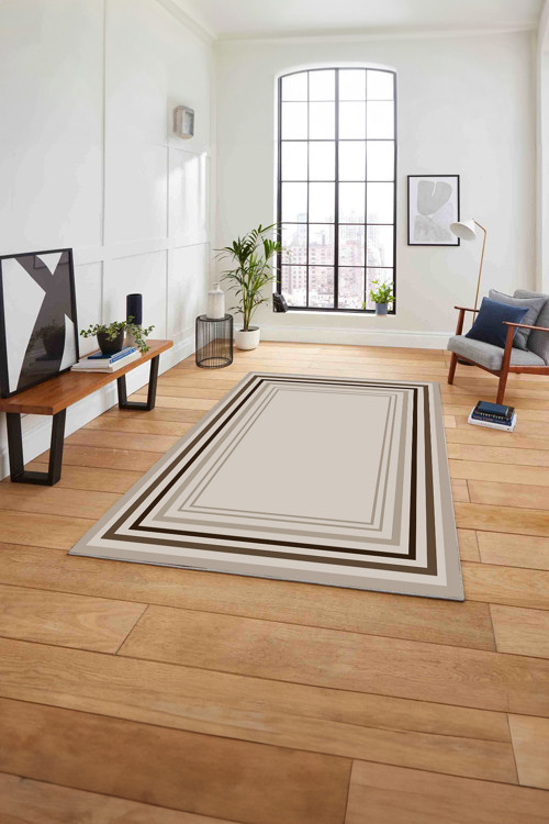 Çerçeveli Modern Dijital Baskılı Yıkanabilir Kaymaz Taban Yolluk Mutfak Salon Halısı