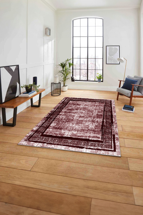 Çerçeveli Otantik Desen Detaylı Yıkanabilir Kaymaz Taban Yolluk Mutfak Salon Halısı