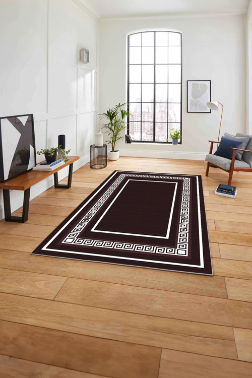 Çerçeveli Kenar Desenli Yıkanabilir Kaymaz Taban Yolluk Mutfak Salon Halısı