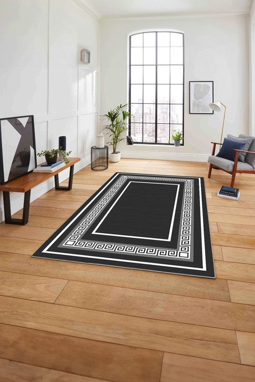 Çerçeveli Kenar Desenli Yıkanabilir Kaymaz Taban Yolluk Mutfak Salon Halısı