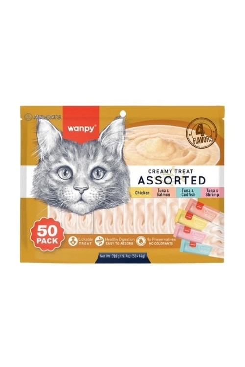 4 Lezzetli Sıvı Kedi Ödül Maması 50 Adet 14 Gr