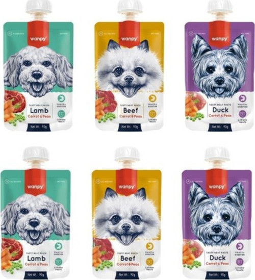 Wanpy 3 Çeşit Karma Taze Köpek Et Ezmesi 90 Gr. x 6 Adet