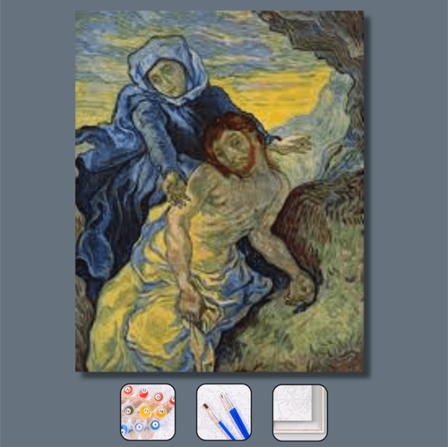 Pastelya Sayılarla Boyama Seti Rulo Çerçevesiz Van Gogh Pieta