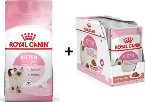 Kitten Yavru Kuru Kedi Maması 10 Kg + 12 Adet Royal Canin Kitten Instinctive Gravy Yaş K