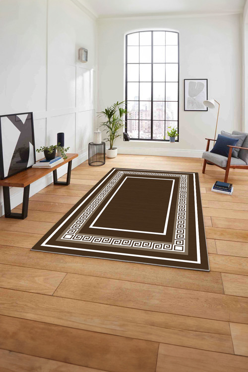 Çerçeveli Kenar Desenli Yıkanabilir Kaymaz Taban Yolluk Mutfak Salon Halısı