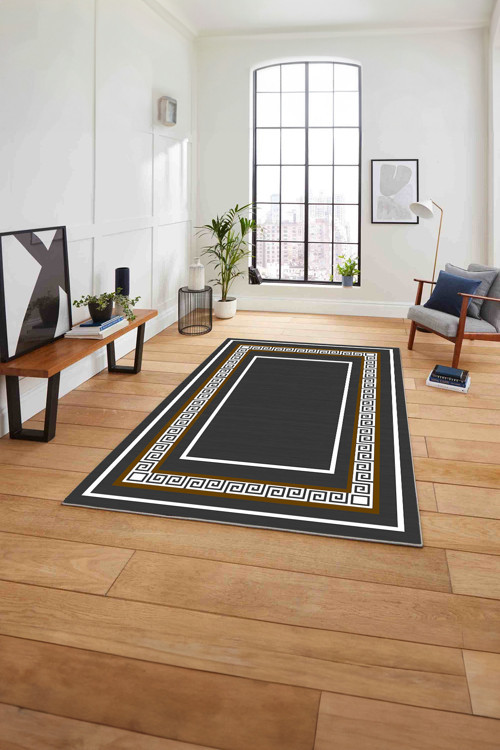 Çerçeveli Kenar Desenli Yıkanabilir Kaymaz Taban Yolluk Mutfak Salon Halısı
