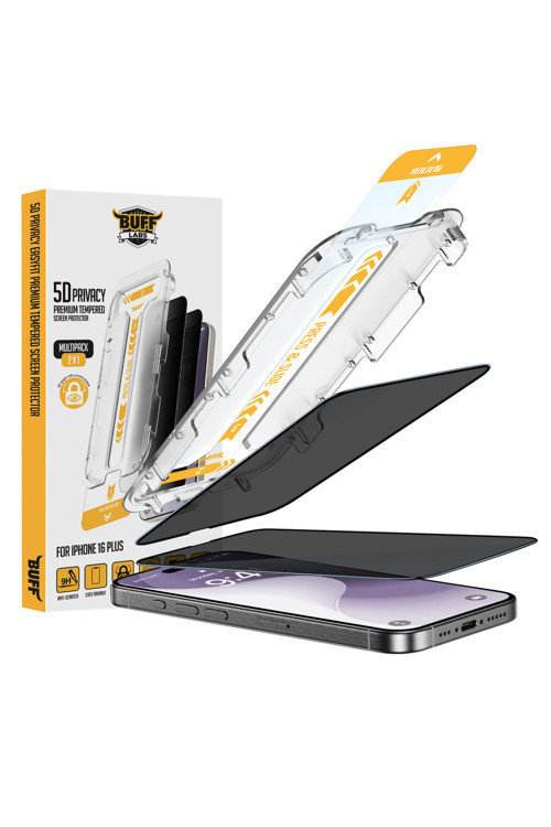 Buff iPhone 16 Plus 5D Privacy EasyFit 2 Adet Ekran Koruyucu