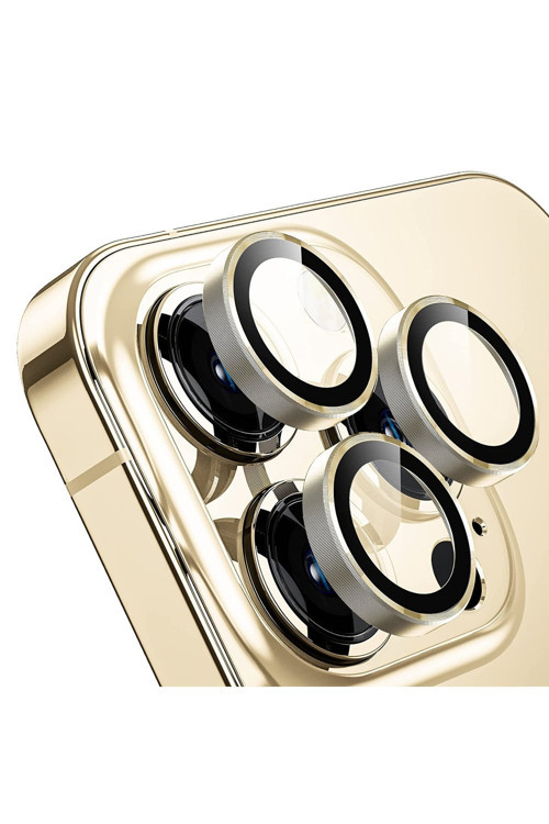 Buff iPhone 13 Pro / 13 Pro Max Kamera Metal Lens Koruyucu Gold