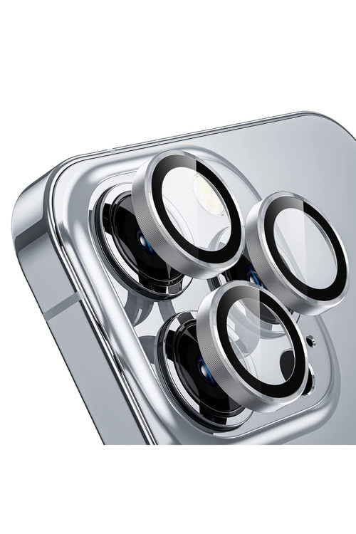 Buff iPhone 13 Pro / 13 Pro Max Kamera Metal Lens Koruyucu Silver