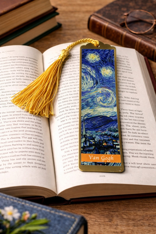 Sanatsal Tablo Temalı Metal Kitap Ayracı (Van Gogh-Yıldızlı Gece)