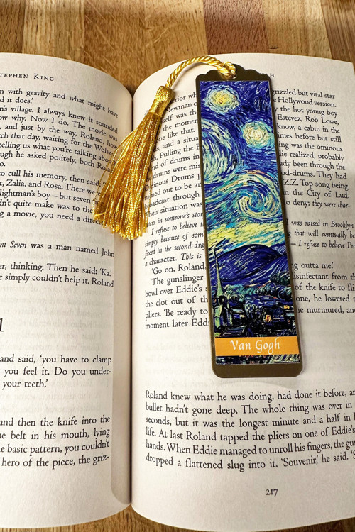 Van Gogh Yıldızlı Gece Metal Ayraç – Sanatsal Kitap Ayracı – Dayanıklı Metal Tek Adet