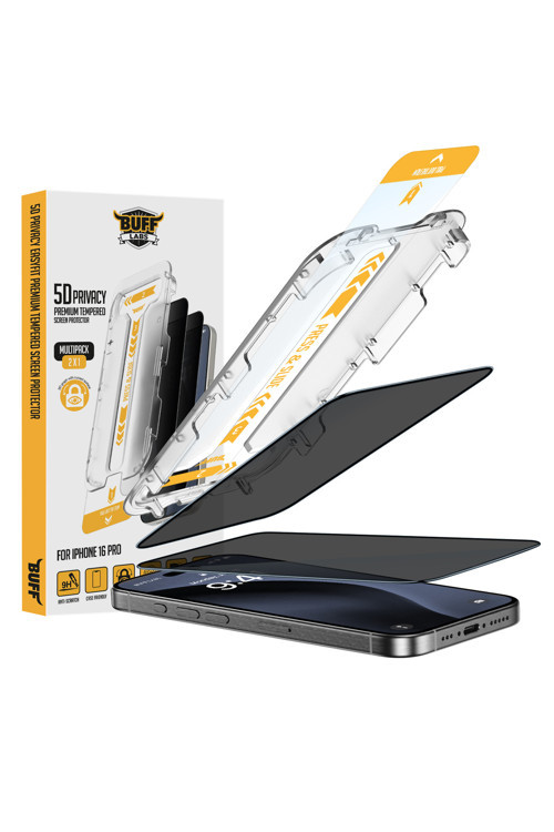 Buff iPhone 16 Pro 5D Privacy EasyFit 2 Adet Ekran Koruyucu