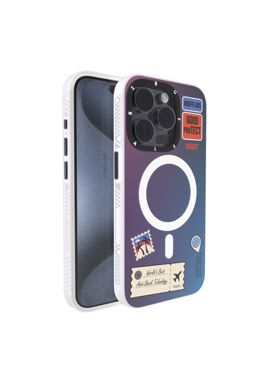 Buff iPhone 15 Pro Uyumlu MagKit Desenli Kılıf Travel