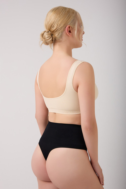 Montela Model Korseli Göbek Ve Karın Sıkılaştıran Tanga Slip Külot Siyah Renk