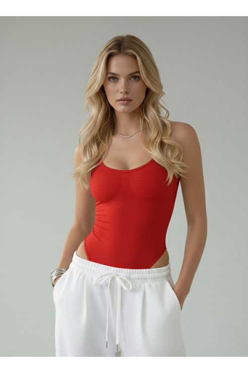 Mimola Model Bel Göbek Karın Sıkılaştırıcı Korse Etkili Spor Body Kırmızı Renk051