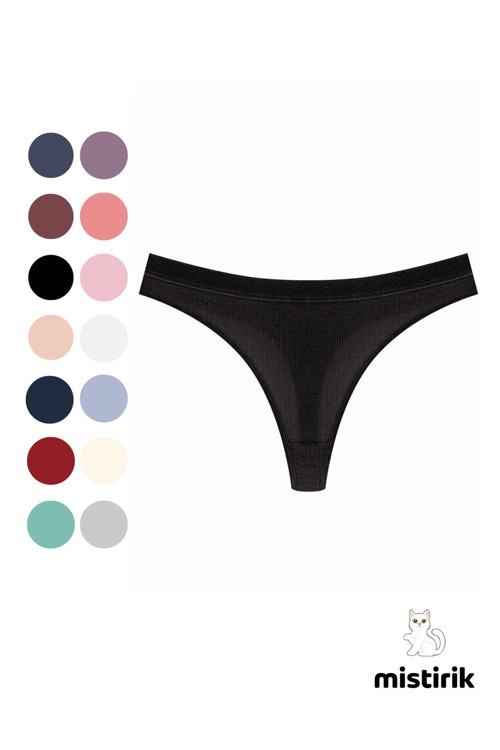 Paulo Model Fitilli Esnek Kumaş String Tanga Siyah Renk