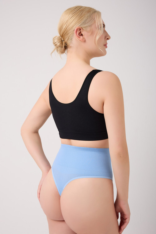 Montela Model Korseli Göbek Ve Karın Sıkılaştıran Tanga Slip Külot Buz Mavi Renk