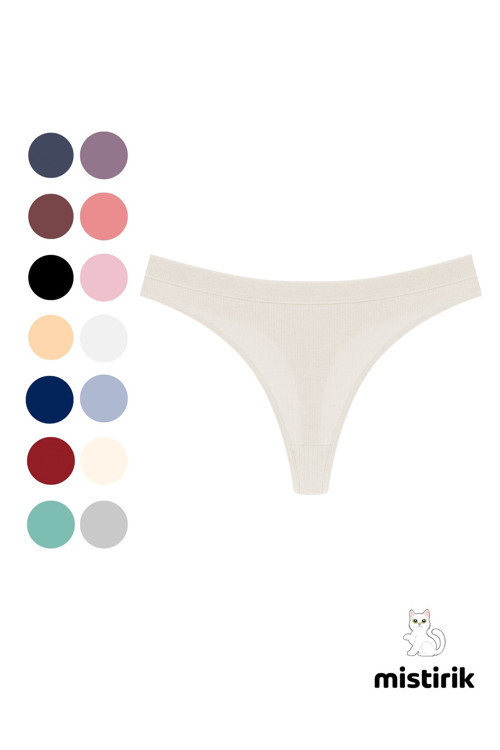 Paulo Model Fitilli Esnek Kumaş String Tanga Ekru Renk