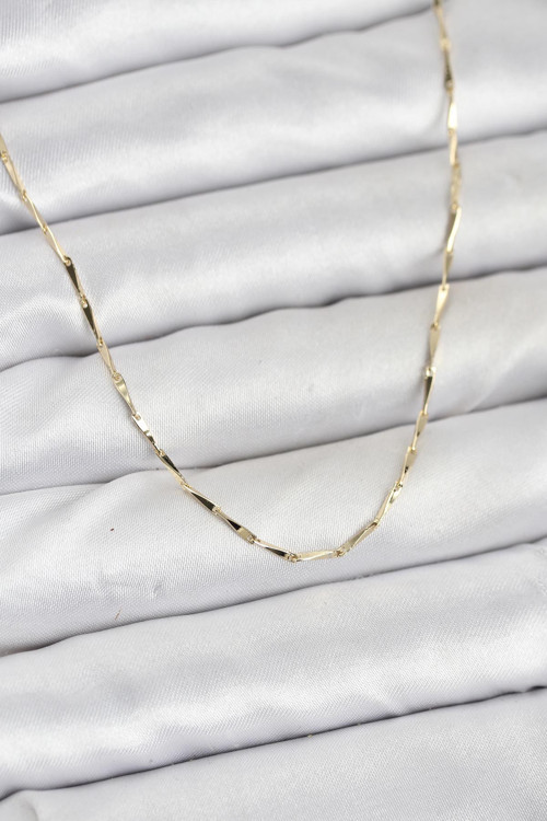 CM 14K Gold Renk İnce Kesim Çubuk Model Zincir Kadın Kolye