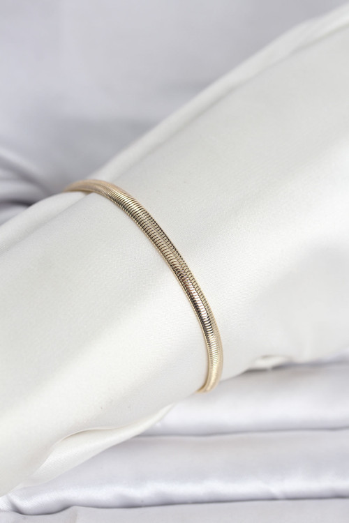 CM 14K Gold Renk Yassı Yılan Zincir Model Kadın Bileklik