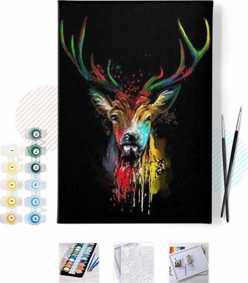 Pastelya Sayılarla Boyama Seti Çerçeveli Kasnaklı Renk Ve Geyik