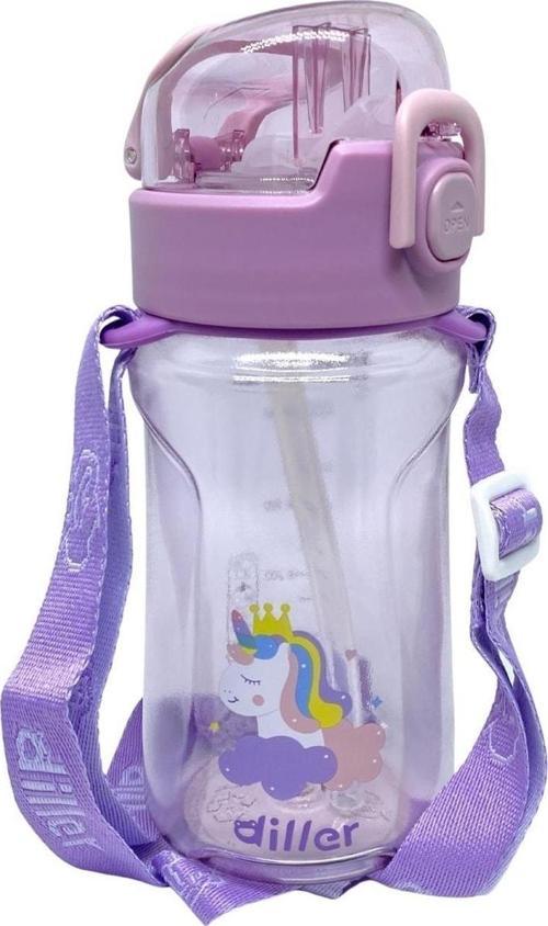 550ml Pipetli Askılı Hayvan Desenli Tritan Su Matarası