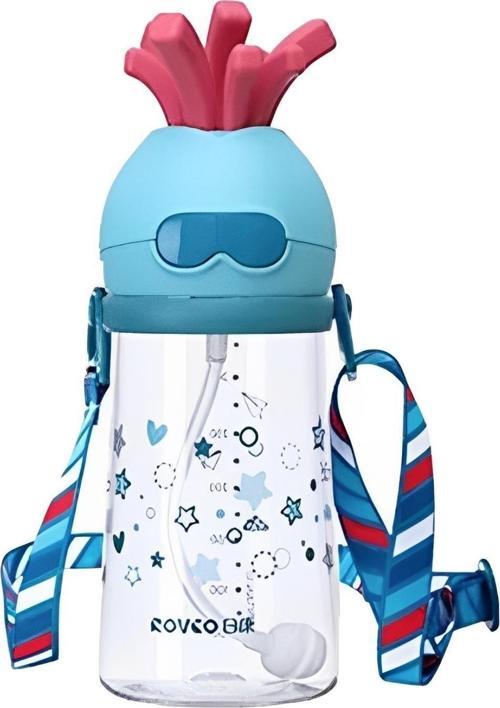320ml Pipetli Eğlenceli Desenli Akıllı Pipet Toplu Askılı Tritan Su Matarası
