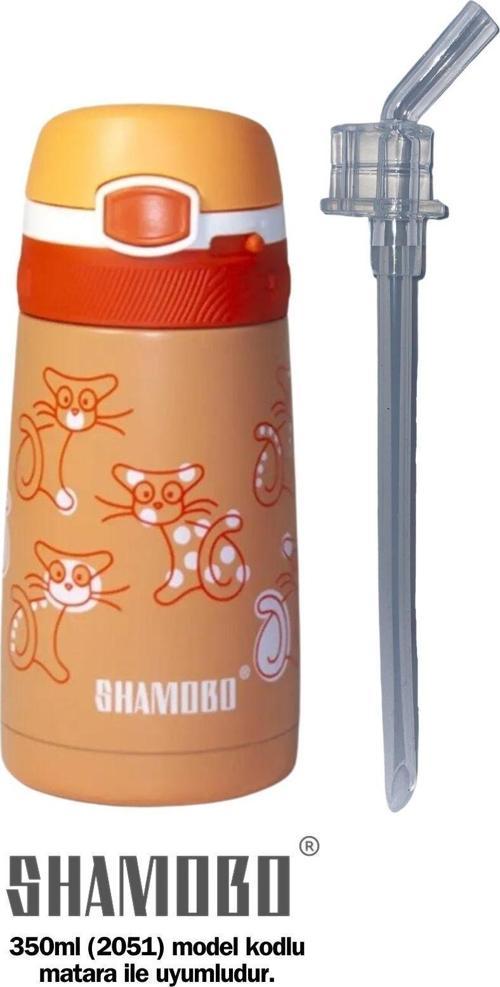 (YEDEK PİPETLİ) Turuncu 350 ml Paslanmaz Çelik Pipetli Çocuk Matara Vagonlife