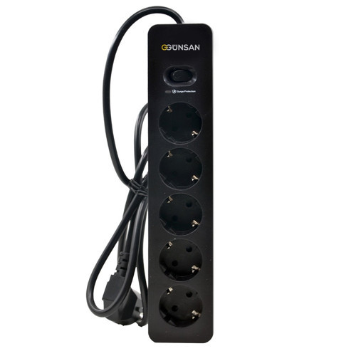Günsan Siyah 5'li Akım Korumalı Çocuk Korumalı Grup Priz – 1.5m | 700 Joule | 16kA | Çocuk Korumalı