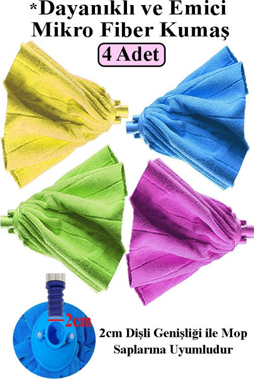 Mikrofiber Mop Paspas Yedek Ucu 4 Adet Kaliteli Mikrofiber Parke Mermer Seramik Fayans Paspas Laminant Temizlik