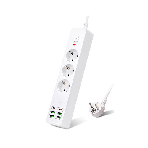HP-H11 4x USB 2x Type-C 3lü 2mt Kablolu 18W Akım Korumalı Grup Priz 13000W