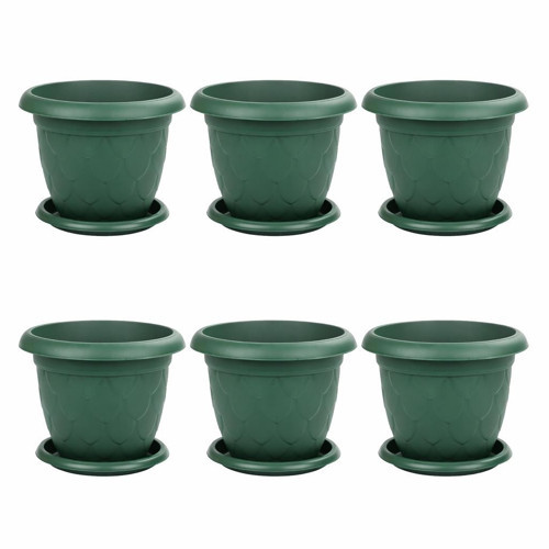 SO-D010 Damla Desen Tabaklı Saksı Takımı 25 Litre No:10 Yeşil 6 Adet