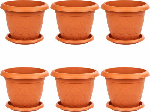 SO-D010 Damla Desen Tabaklı Saksı Takımı 25 Litre No:10 Kiremit 6 Adet