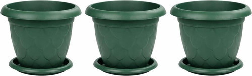 SO-D011 Damla Desen Saksı Takımı Tabaklı 37 Litre No:11 Yeşil 3 Adet