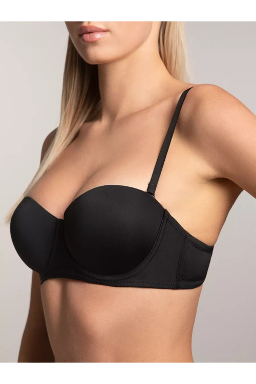 Lenola Model Destekli Push Up Dolgulu Yumuşak Dokulu Straplez Sütyen Siyah Renk