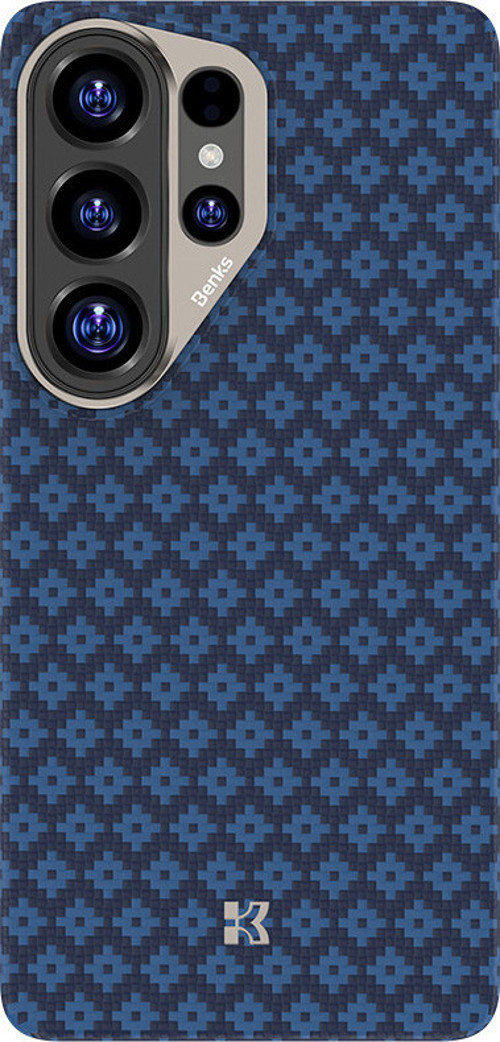 Galaxy S26 Ultra Uyumlu Kılıf M-Safe Özellikli Armorair Armorgrid Serisi Kevlar Kapak Mavi