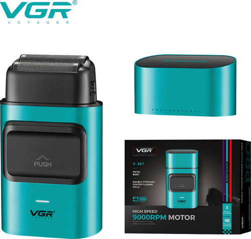 V-307 Metal Gövde Yeşil Titanyum 9000 RPM Sakal Makinesi Helix Cosmetic