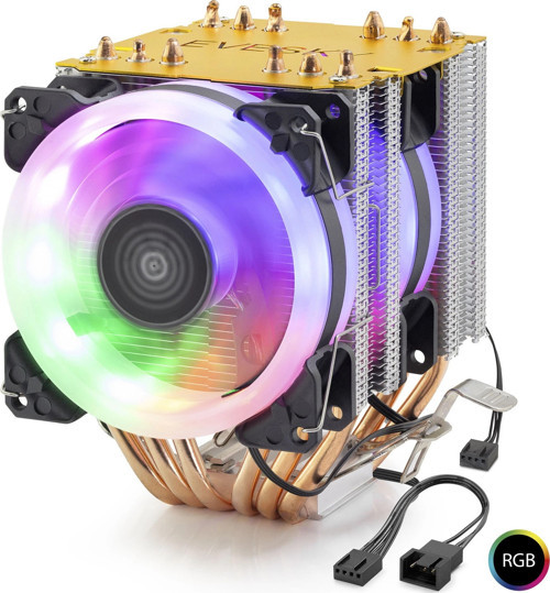Cpu İşlemci Kule Tipi Soğutucu 600 Serisi Çift Fanlı 6 Bakır Borulu Rgb ND2606
