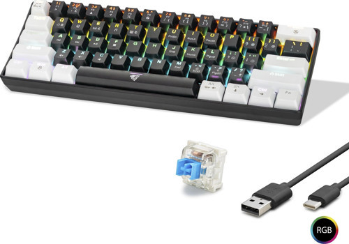 Gaming Mekanik Rgb Klavye Blue Switch - Siyah Beyaz MF1701BW