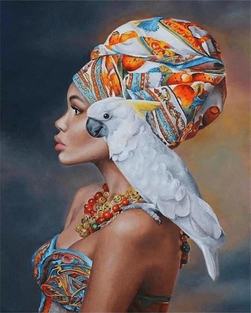 Pastelya Sayılarla Boyama Seti Rulo Çerçevesiz Afrikalı Güzel 12