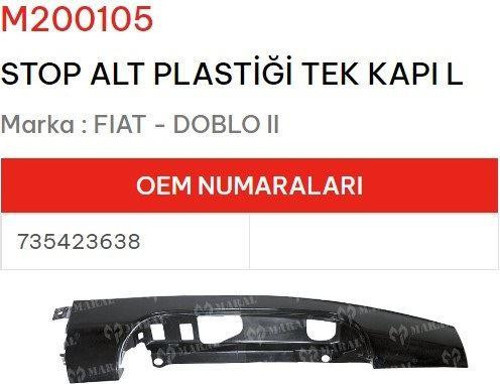 STOP ALT PLASTİĞİ SOL TEK KAPI DOBLO II