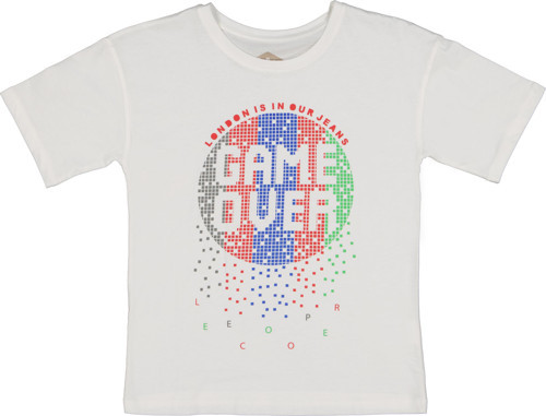 Game Over Erkek Çocuk %100 Pamuk O Yaka T-Shirt Off White