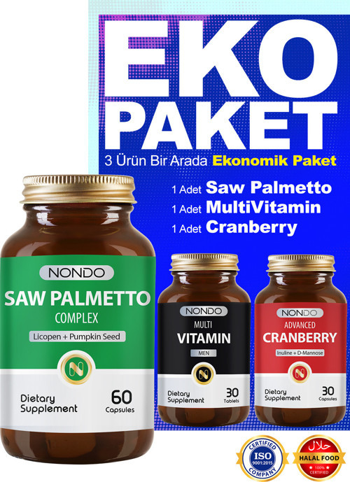 Ekonomik Paket Erkekler Için 40 Yaş Üstü Set ( Cranberry Saw Palmetto Multivitamin Men)