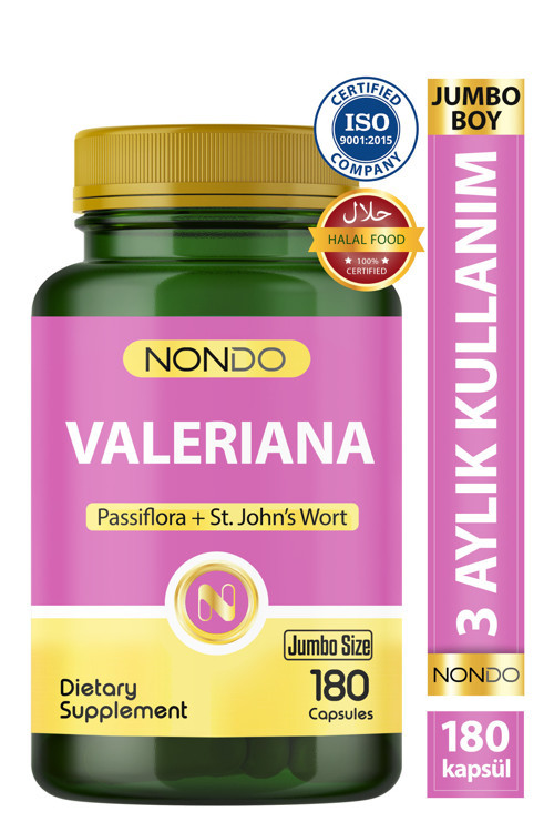 Valeriana Kedi Otu Jumbo Boy 180 Kapsül Pasiflora, Sarı Kantaron Rahat Bir Uyku